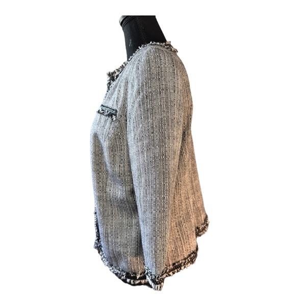 Coldwater Creek Neutral Fringe Trim Jacket Size 12P - Picture 2 of 5